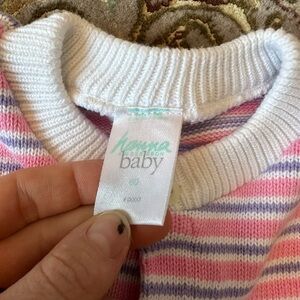 Hanna Andersson organic cotton Baby Sweater in Pink and White Stripes